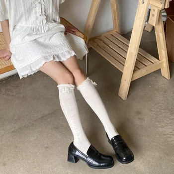 Japonia Stil Fata Dulce Drăguț Arc Lung Șosete Ciorapi JK Lolita Dantelă Genunchi Șosete de Vară Ciorapi Subțiri Coapsa Inalta Șosete Femei