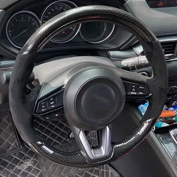 Auto personalizate Volan Acoperire Anti-Alunecare din Fibra de Carbon de piele de Căprioară Panglica Pentru Mazda 3 Axela 2017-2018 6 Mazda Atenza CX-3 CX-5 CX-9