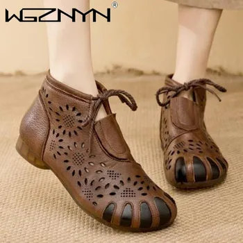 Femeile Genuine Piele PU Sandale Cizme de Vara Cataramă de Moda Doamnelor Pantofi de Vară 2021 Confortabil Femei Glezna Cizme Pantofi Plat