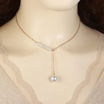 CANPEL 2022 Noua Moda Imitație Perla Cravată Clavicula Lanț Pentru Femei Petrecerea de Nunta Cadouri Coliere Bijuterii de Lux 5