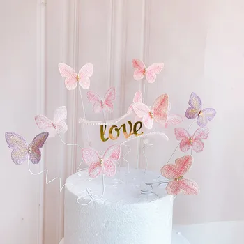 Noi Diy creative Perla Panglică Fluture Flori Acrilice Ziua Mamei Tort Fân Pentru Petrecere de Ziua Mamei Tort de Decorare