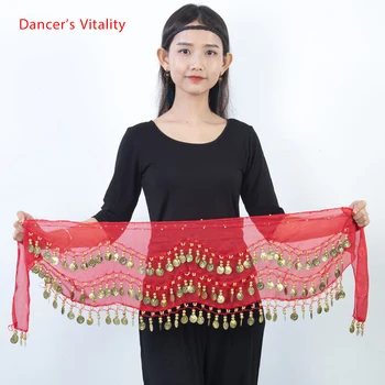 Belly dance centura costume paiete ciucure burtă de dans hip eșarfă pentru femei dansul din buric curele indain culori, 128 de monede de dans centura