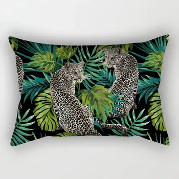 Jungle Tiger Leopard Pernele de Acoperire 30x50 Planta Tropicala Pillowcover Decorative Perne Perne fata de Perna Poliester 5