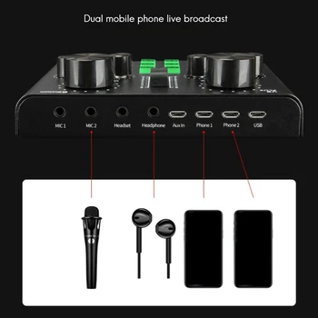 V8 Plug Placa De Sunet Pentru Live Streaming, Voice Changer Placa De Sunet Cu Mai Multe Efecte De Sunet, Mixer Audio Pentru Înregistrare 0