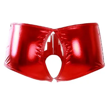Sexy Strălucitoare Wetlook Crotchless Deschide Fundul Chiloți Boxeri Lenjerie Erotic Sub Pantaloni Fetish Lenjerie Intima