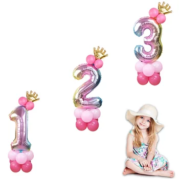 15buc/set Baloane de Curcubeu Număr Baloane Folie Copii 1st Birthday Party, Decoratiuni Baloane Happy Birthday Balon
