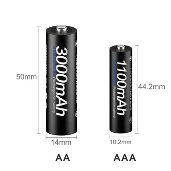 PALO 4BUC 1.2 V NI-MH AA baterie reîncărcabilă + 4BUC 1.2 V aaa Baterii reincarcabile+LCD display inteligent încărcător de baterie pentru AA AAA