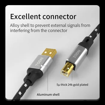 TODN Hifi Cablu USB de Înaltă Calitate 6N OFC argint de Tip a Tip B Hifi Date audio digitale de Cablu Pentru DAC