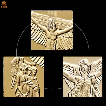 Euro Fashion Ambarcațiuni vinerea Isus Și Înger Cruce Lingouri Bar de Aur Monedă Comemorativă Acrilic Caz pentru Christian Cadouri