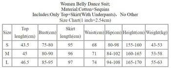 Belly Dance Costum Bandaj Paiete Top, Fusta Lunga Practica Set Haine De Sex Feminin Adult Temperament De Performanță Îmbrăcăminte