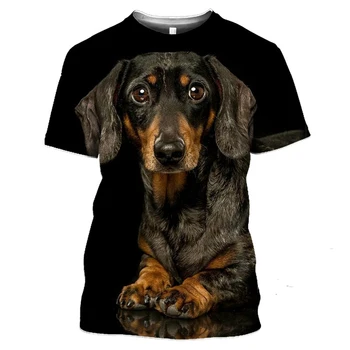 Câine de Imprimare 3D Teckel T-Shirt Pentru Bărbați Tricou Topuri Supradimensionate Femei Drăguț Haine de Moda de Vara pentru Barbati cu Maneci Scurte