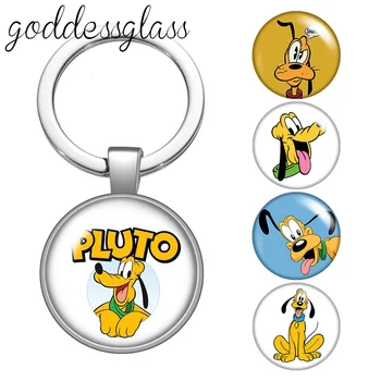 Disney Mickey Prieteni Pluto Câine Drăguț cabochon sticla breloc Bag Masina lanț cheie Inel Titular Farmece brelocuri cadouri