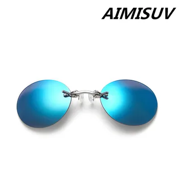 AIMISUV Rotund fără ramă de ochelari de Soare Barbati Matrix Morpheus Bărbați Clasic Clemă de Nas Ochelari Mini Fara rama de Design de Brand UV400 Ochelari 1