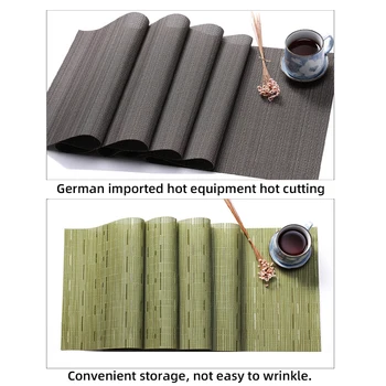 Culoare solidă de Vinil PVC Tabelul Runner Set Bambus Model Rezistent la Căldură fețe de Masă de Masă Accesorii Decor Acasă de Masă 2