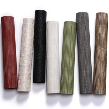 Culoare solidă de Vinil PVC Tabelul Runner Set Bambus Model Rezistent la Căldură fețe de Masă de Masă Accesorii Decor Acasă de Masă 3
