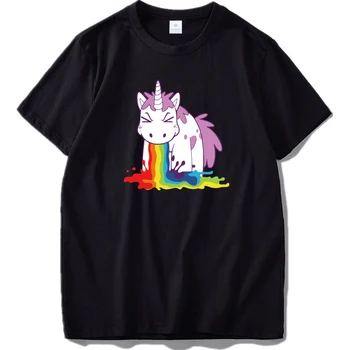 Unicorn Curcubeu Tricou femei Amuzant Spoof Negru Topuri tee de Desene animate drăguț T-shirt pentru bărbați vara maneca scurta tricouri unisex футболки