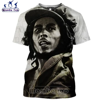 Mamba top Fierbinte de Imprimare 3D Cântărețului Bob Marley Tricou de Vară Vacanță pe Plajă pentru Bărbați T-shirt O de Gât Hippie Femei Barbati Tricou Hip Hop Tees