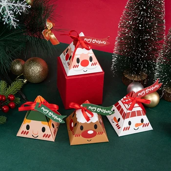 LBSISI Viața 12buc Crăciun Fericit Cutie-Cadou de Mos craciun Pentru Manual de Nuga cu Ciocolată Bomboane Ambalare Petrecere de Anul Nou Copii Favoarea Decor