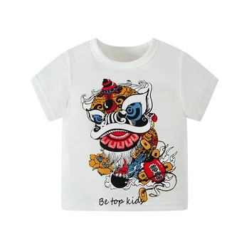 Noua Moda China Stil de Dans Leu Baieti Tricou de Vara cu Maneci Scurte O-neck T-shirt Pentru Copii Baieti Copii Topuri Casual Fete T-shirt