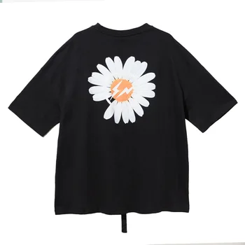 KPOP GD Peaceminusone Pierde T-Shirt Tee G-Dragon Daisy Floare Fulger Bumbac Maneca Scurta Cu Mult Decor Coarda t3 2