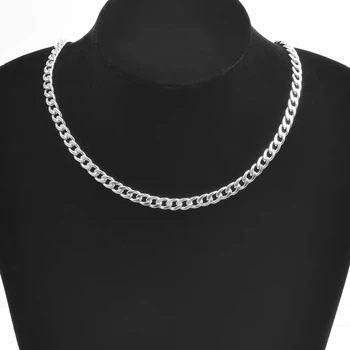 Curcubeu/Argintiu Culoare Link-ul Lanț Colier Pentru Femei, Bărbați Accesorii din Oțel Inoxidabil Coliere Bratari Bijuterii de Moda 20-90 cm