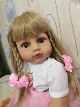 Cele mai recente Aur Lipit de Păr Peruca de 22inch Papusa Reborn Mult Strainght păr timp de 48-55cm Silicon Renăscut Baby Dolls Peruca de Păr DIY