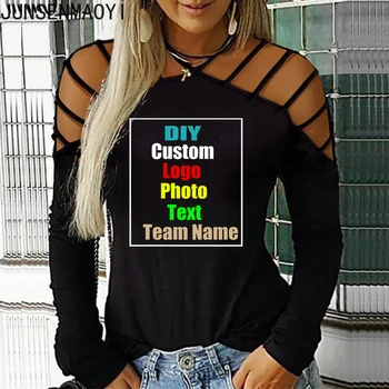 DIY ca Fotografie sau Logo-ul Personalizat de Imprimare de Toamnă și de Iarnă cu Mâneci Lungi Tricou de Mari Dimensiuni Camasa Sexy Femei Vrac