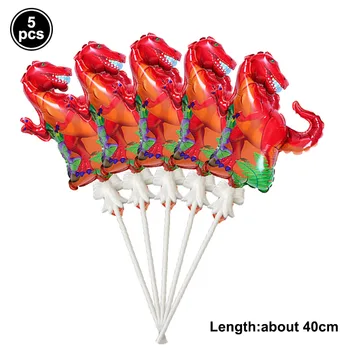 5pcs Mini Dinozaur Balon și Bastoane Titularii Jurassic Petrecere Heliu, Baloane Folie Dino Decoratiuni Ziua de nastere Copii Cadou Bucurie Globos