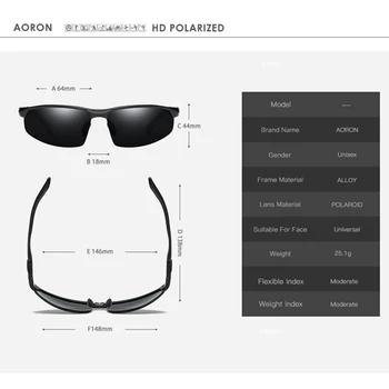AORON Mens Polarizat ochelari de Soare Brand Vintage Aliaj de Ochelari de Soare Retro de Lux de sex Masculin Ochelari de protecție Anti-UV ochelari de Soare Barbati Oculos De Sol 5