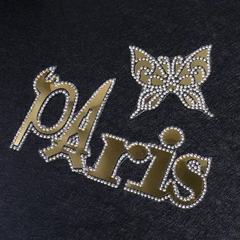 Paris Scrisoare și Fluture cu Strasuri Paiete Brodate Patch Fier pe Cristal Aplicatiile pentru Rochie de Blugi Îmbrăcăminte Decoratiuni