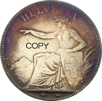 Elveția 1850 Așezat Helvetia 5 Franci Alama Placat cu Argint Copia Monede MONEDE Comemorative 1