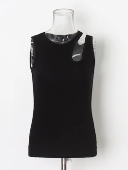 CHICEVER Sexy Negru T Shirt Pentru Femei pe Gât Rotund, fără Mâneci Tubulare de Înaltă Talie Slăbire Tricouri Femei 2022 de Îmbrăcăminte de Primăvară