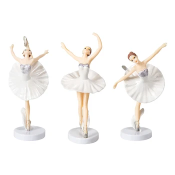 Noi 3 Buc Fata de Balet Toppers Tort cu Baza in Miniatura Figurine Jucarii Figurine Playset Decorare Tort SCI88 5