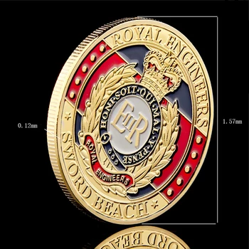 1944 ER Royal Engineers D-Zi Sabie Plaja HR Speciale Personalizate Placat cu Aur Replica de Suveniruri Metal Provocare Colecție de Monede 3
