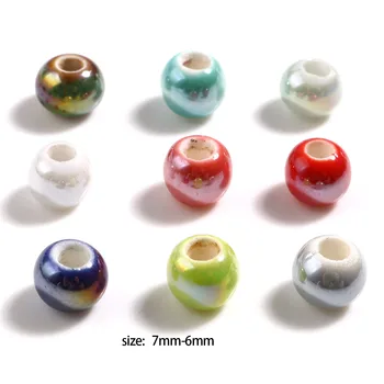 7mm-6mm Ceramică Margele Rotunde La Culoare Aleatorii de Placare Liber Distanțier Margele DIY Face Bratari Colier Bijuterii Constatări,100buc