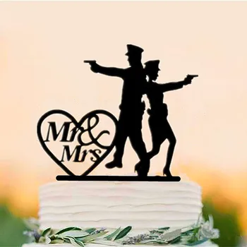 Poliția Mireasa si Mirele Toppers Tort de Nuntă de Poliție Scrisoare de Decorare Tort de Nunta Mr & Mrs Toppers