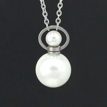 KFT Naturale de Apă dulce Pearl cu Balonul Rotund Ulei Esențial Difuzor de Parfum Sticla Pandantiv Colier Lanț din Oțel Inoxidabil Bijuterii