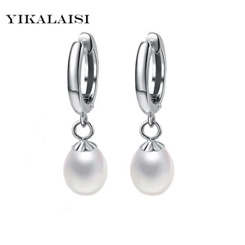 YIKALAISI Naturale de apă Dulce Pearl Argint 925 Cercei Stud Bijuterii Pentru Femei de 8-9mm perla Picătură Forma 4 Culori