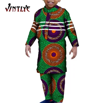 African Haine pentru Copii Ankara Moda Băiat Costume 2 Piese Seturi de Tricouri Imprimate și Pantaloni Copii Cadouri pentru Uzura de Partid WYT490