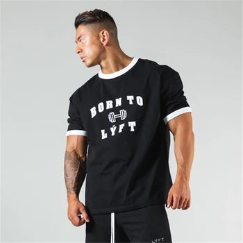 Supradimensionat Patchwrok Sprots tricouri Îmbrăcăminte de Fitness Săli de sport Execută Vara Bumbac Barbati Homme Nou Brand Bumbac Tricouri Topuri