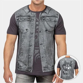 Nouă Bărbați T-shirt Jacket de Imprimare Y2k Streetwear Maneci Scurte Topuri Lejere Haine de Vară Distracție Haine Supradimensionate tricouri Barbati 6xl