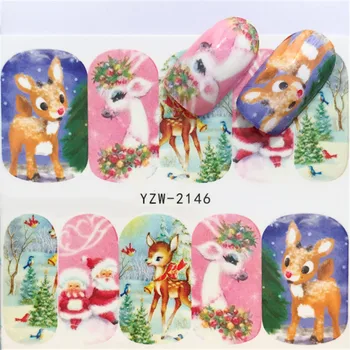 1 Foaie De Autocolante Unghiilor Decal Xmas Apă De Crăciun Moș Crăciun Cerb Manichiura Autocolante Nail Art Sticker Decor