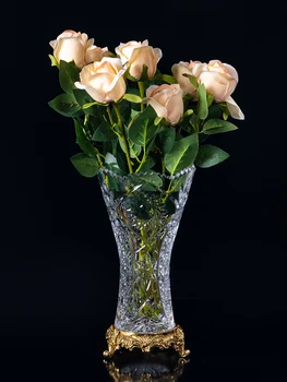 Vaza de cristal Decor camera de zi aranjament de Flori de lux high-end de Sticlă încrustat cu cupru decor Transparent de flori