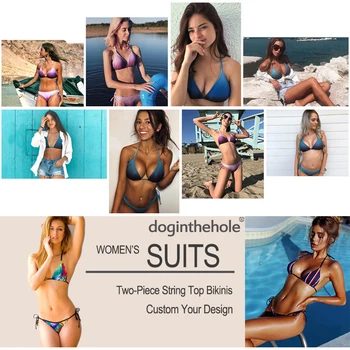 Doginthehole Brazilia Pavilion de Imprimare de Costume de baie Femei 2021 Căpăstru Sexy Talie Joasa Bikini Set Casual Push-Up de Vară Beachwear Fete Adolescente