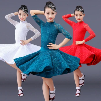 Dantela fata de latino rochie de dans concurs pentru copii fete competiție de dans copii fusta tango salsa imbracaminte practica purta