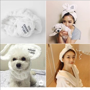 Femei Stil coreean Simplu de Pluș Urechi de Iepure banda de Susținere Față de Spălare Machiaj Banda de Păr Înnodate Bentita Baie cu Duș Make Up Wash