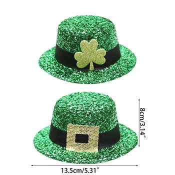 St Patrick Vacanță Clip De Păr Strălucitoare Verde Pălărie Ac De Păr Celebrarea Carnavalului Agrafa Adult Copii Universal Articole Pentru Acoperirea Capului