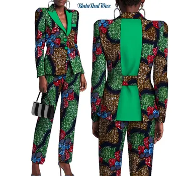 Riche African Print Sacou și Pantaloni Seturi pentru Femei Dashiki Tradiționale Africane 2 Piese Pantaloni Seturi de Costume pentru Femei Îmbrăcăminte WY9325 1