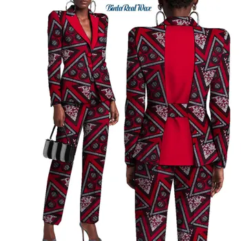 Riche African Print Sacou și Pantaloni Seturi pentru Femei Dashiki Tradiționale Africane 2 Piese Pantaloni Seturi de Costume pentru Femei Îmbrăcăminte WY9325 2