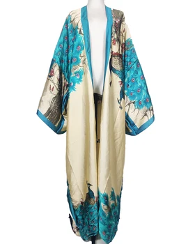 African Rochii Pentru Femei 2022 Moda Kuweit Musulman Matase cu Maneci Lungi Vrac Kimonouri Pentru Doamna мусульманская одежда Beach Kaftan 1